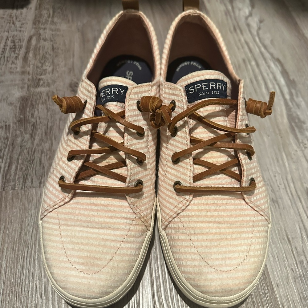 Sperry Pink Striped Sneakers
